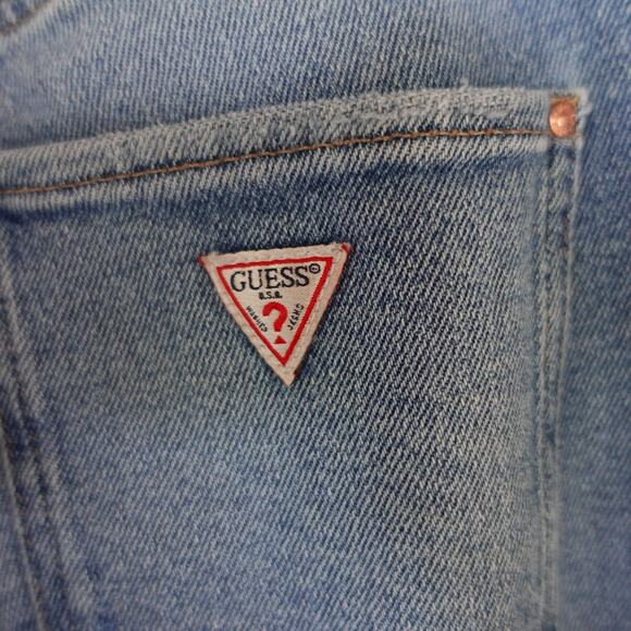 Guess Jeans Womens 28 Blue Wide Leg High Rise Raw Hem Crop Denim Frayed Stretch - Picture 4 of 10